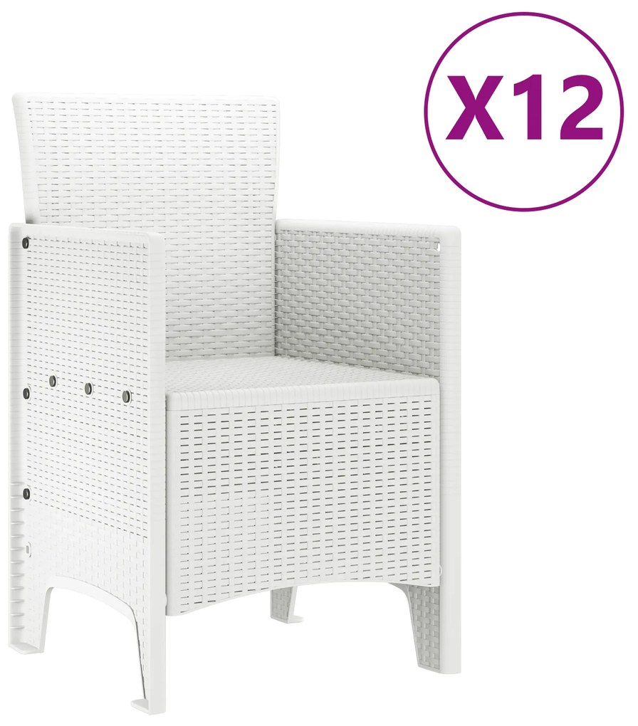 vidaXL Σετ Τραπεζαρίας Κήπου 13 pcs Λευκό Μεγάλο Πλαστικό