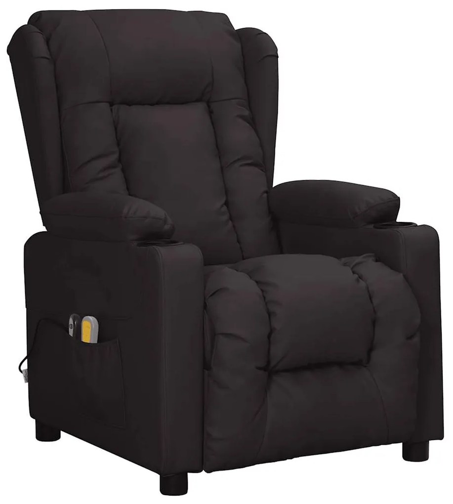 vidaXL Πολυθρόνα Μασάζ Ηλεκτρική Μαύρο από Συνθετικό Δέρμα