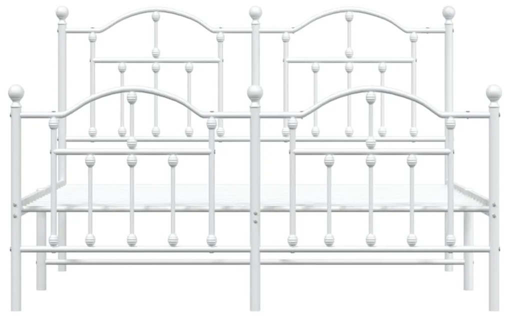 vidaXL Πλαίσιο Κρεβατιού με Κεφαλάρι&Ποδαρικό Λευκό 140x200εκ. Μέταλλο