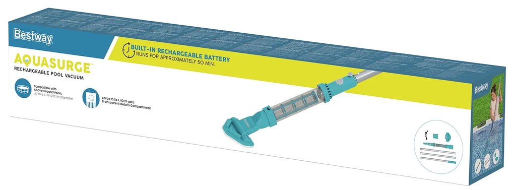 Best Way Αναρροφιστής πισίνας AquaSurge με επαναφορτιζόμενη μπαταρία, φτιαγμένος από πλαστικό και αλουμίνιο