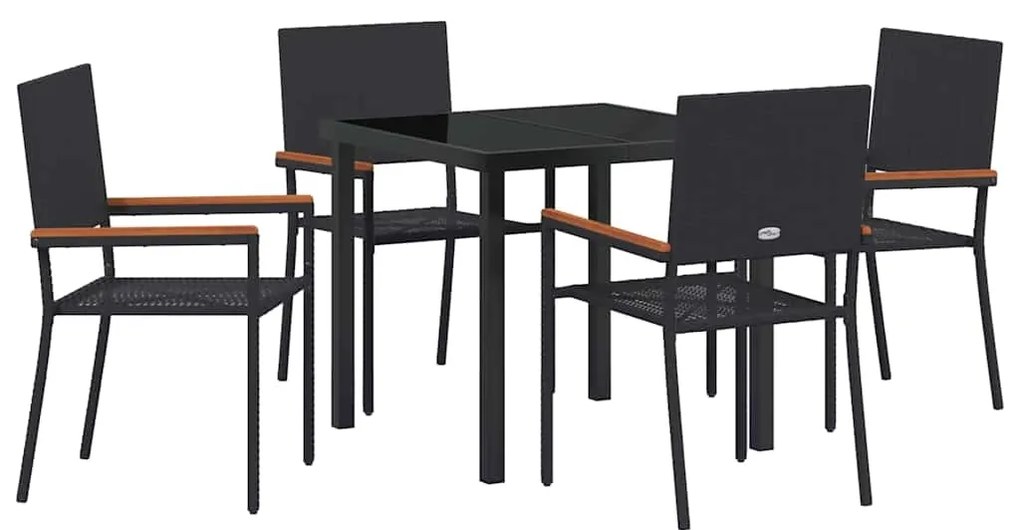 vidaXL Σέτ φαγητού για κήπο 5 pcs Μαύρο Πολυ ράταν