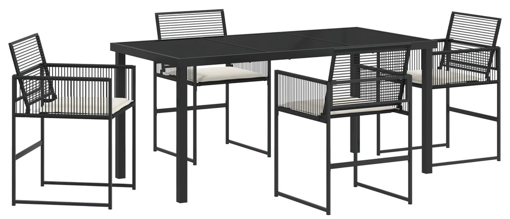 vidaXL Σετ Επίπλων Κήπου 5 Τεμαχίων με Μαξιλάρια Μαύρο Πολυ Ράτα