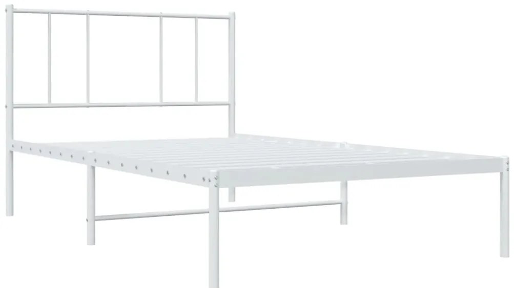 vidaXL Πλαίσιο Κρεβατιού με Κεφαλάρι Λευκό 100x190 εκ. Μεταλλικό