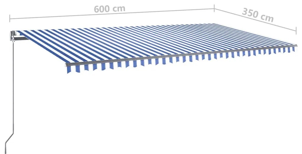 Τέντα Αυτόματη Ανεξάρτητη Μπλε/Λευκό 600 x 350 εκ. - Μπλε