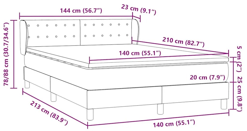 ΚΡΕΒΑΤΙ BOXSPRING ΜΕ ΣΤΡΩΜΑ ΣΚΟΥΡΟ ΜΠΛΕ 140X210 ΕΚ. ΒΕΛΟΥΔΙΝΟ 3317863