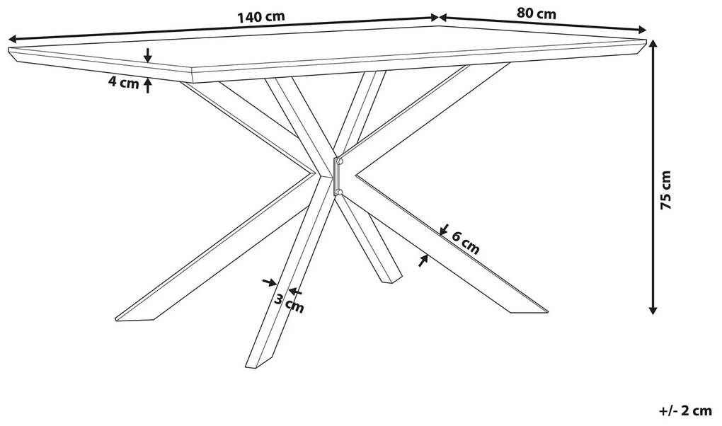 Τραπέζι Berwyn 1139, Μαύρο, Ανοιχτό χρώμα ξύλου, 75x80x140cm, 27 kg, Ινοσανίδες μέσης πυκνότητας, Μέταλλο | Epipla1.gr