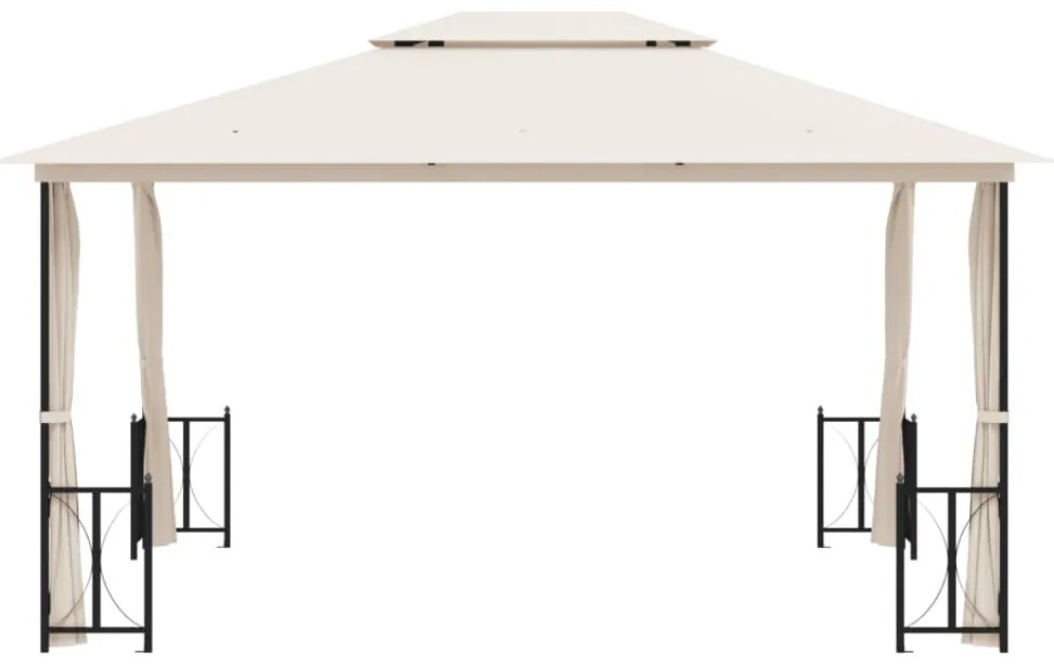 vidaXL Κιόσκι με Πλευρικά Τοιχώματα και Διπλή Οροφή Κρεμ 3 x 4 μ.