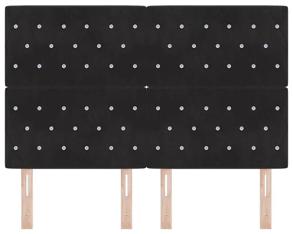 vidaXL Βελούδινο Κεφαλάρι Argyle με κεφαλάρι Μαύρο 140 cm Βελούδο