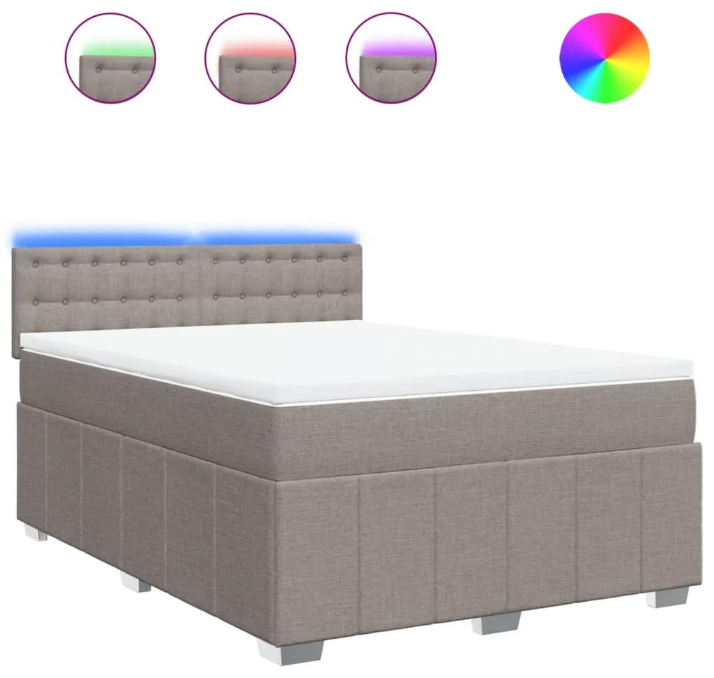 vidaXL Κρεβάτι Boxspring με Στρώμα Taupe 160x200 εκ. Υφασμάτινο