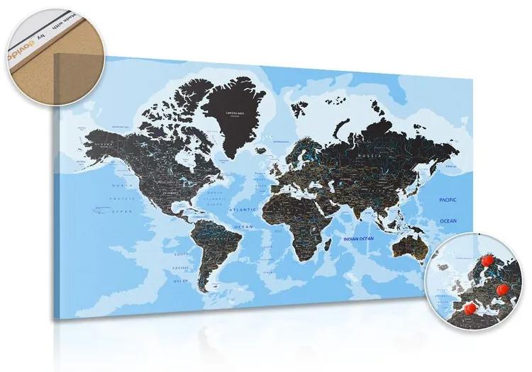 Εικόνα στο φελλό ενός σύγχρονου παγκόσμιου χάρτη - 90x60  transparent