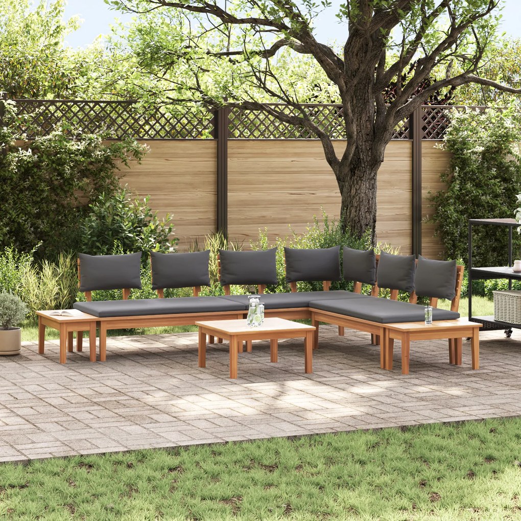vidaXL Σετ Παγκάκι Κήπου 3 pcs Καφέ, Γκρί Πολυ rattan, βαμμένο ατσάλι