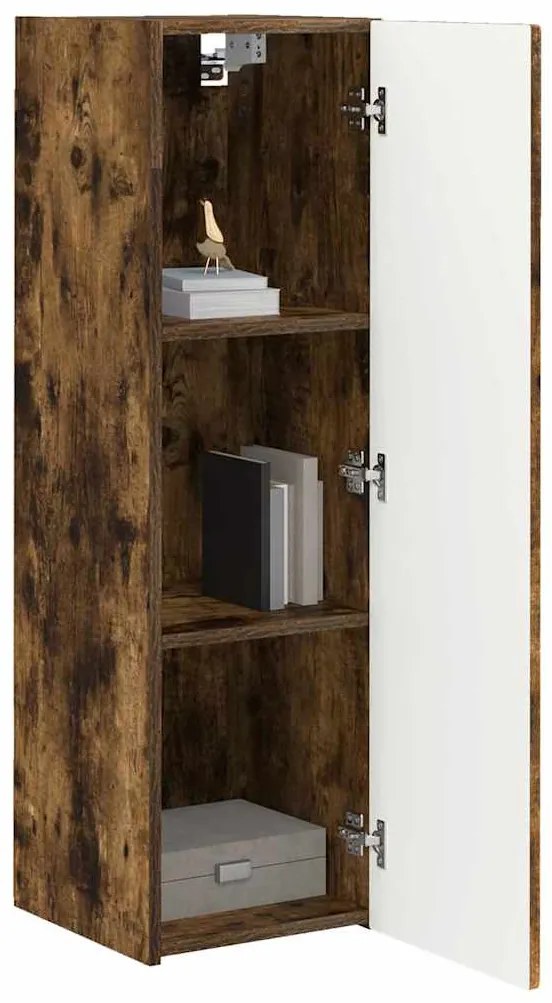 vidaXL Ντουλάπι Τηλεόρασης Τοίχου Επιτοίχιο 2 pcs Καπνιστό Δρύς