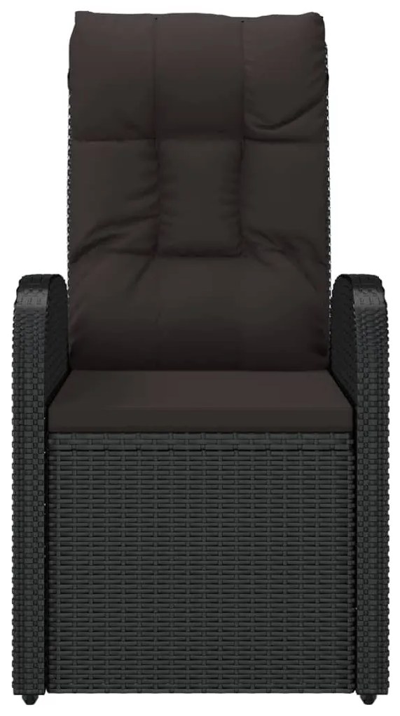 vidaXL Πολυθρόνες Κήπου Ανακλ/νες 2 τεμ. Μαύρες Συνθ. Ρατάν+Μαξιλάρια