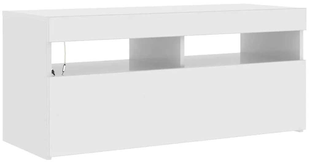vidaXL Έπιπλο Τηλεόρασης με LED Γυαλιστερό Λευκό 90x35x40 εκ.