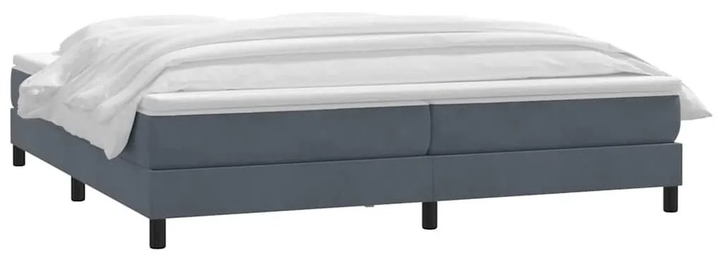 Box Spring Κρεβάτι με στρώμα Σκούρο γκρι 200x220 cm Βελούδινο - Γκρι