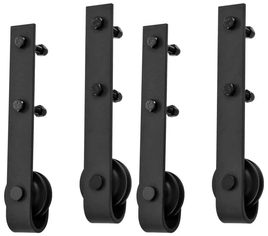 vidaXL Μηχανισμοί Συρόμενης Μεσόπορτας 2 τεμ. Μαύροι 200 εκ. Ατσάλινοι