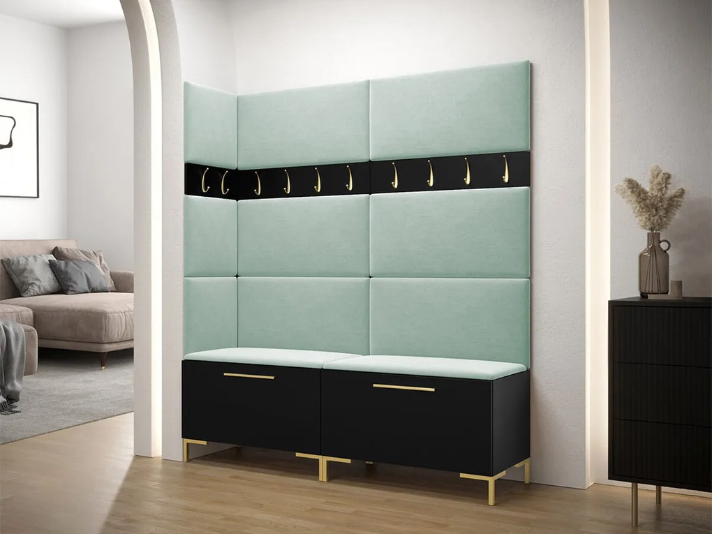 Σετ διαδρόμου Hartford F104, 196x168x46cm, 34 kg, Μαύρο, Ταπισερί, Πλαστικοποιημένη μοριοσανίδα, Εντοιχισμένη, Τοίχου | Epipla1.gr