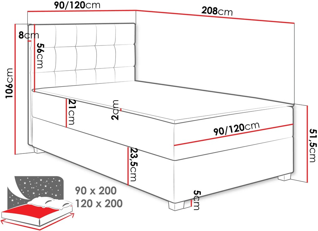 Επενδυμένο κρεβάτι Lind-Mpez-120 x 200