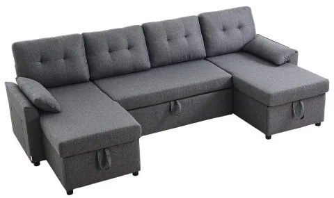 VEVOR U Shaped Sofa Bed 6-Seat Convertible Sleeper Sofa Bed Double Chaise Gray