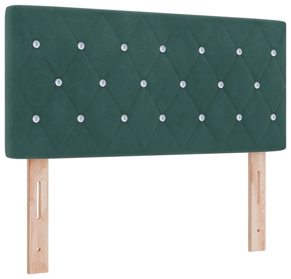 vidaXL Κρεβάτι Box Spring με Στρώμα  σε Σκούρο Πράσινο, 90x190 εκ., Βελούδο
