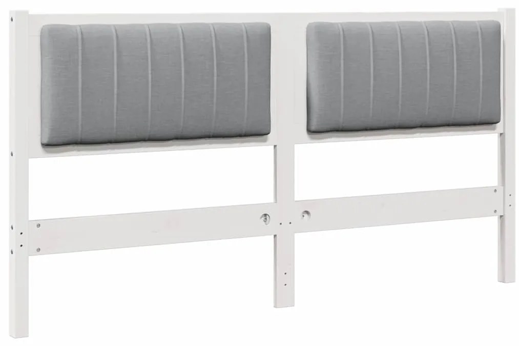 vidaXL Ταπετσαρισμένο κεφαλάρι Λευκό 160 cm Στερεά ξυλεία πεύκου