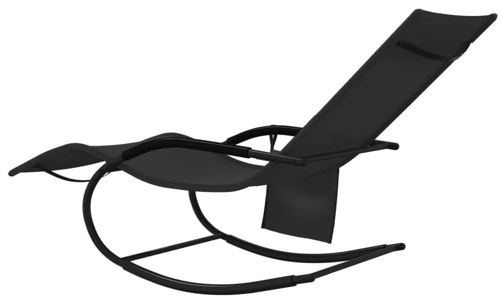 vidaXL Κουνιστές Ξαπλώστρες 2 τεμ. Μαύρες από Ατσάλι / Textilene