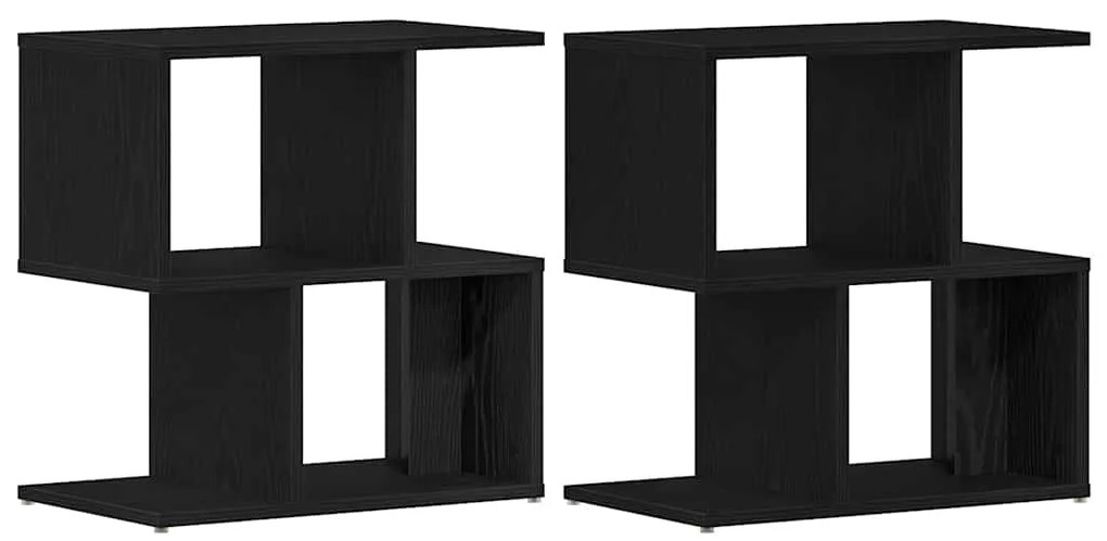 vidaXL Κομοδίνο 2 τμχ Μαύρο Δρυς 50x30x51,5 εκ Τεχνητό Ξύλο