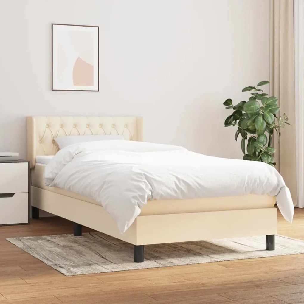 ΚΡΕΒΑΤΙ BOXSPRING ΜΕ ΣΤΡΩΜΑ ΚΡΕΜ 100 X 200 ΕΚ. ΥΦΑΣΜΑΤΙΝΟ 3129934