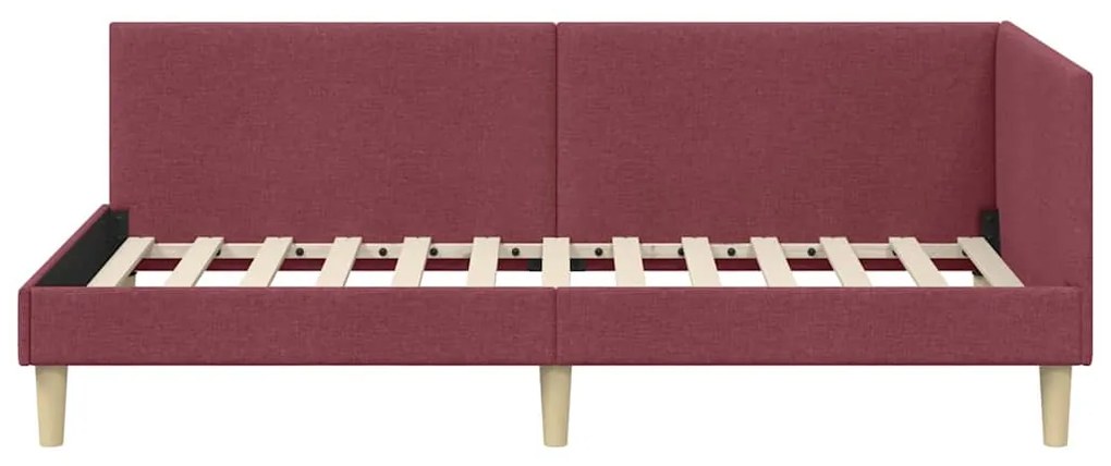 vidaXL Κρεβάτι Γωνίας Κόκκινο 100 εκ x 200 εκ Ύφασμα και Κόντρα Πλακέ