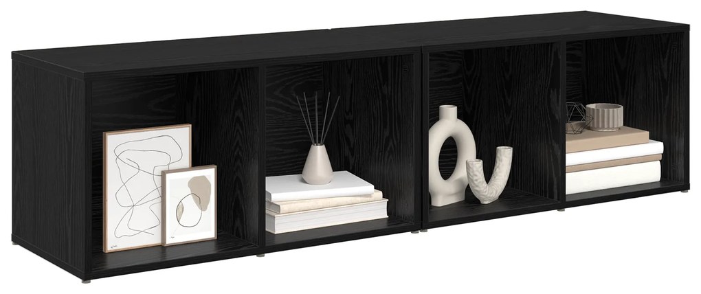 vidaXL Σετ επίπλου τηλεόρασης 2 pcs Μαύρη Οξυά Επεξεργασμένο ξύλο