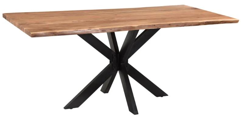 Τραπέζι Slim pakoworld μασίφ ξύλο ακακίας καρυδί-πόδι μαύρο 200x100x75.6εκ