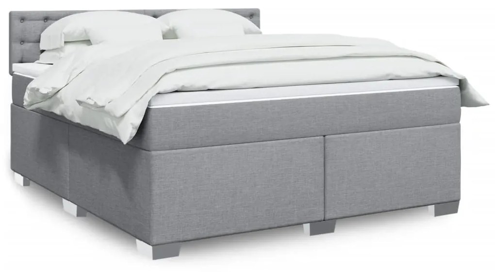 Κρεβάτι Boxspring με Στρώμα Ανοιχτό Γκρι 180x200 εκ. Υφασμάτινο