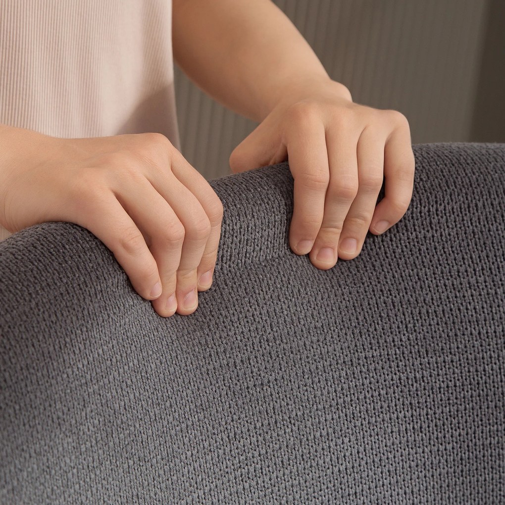 HOMCOM Μοντέρνα Πολυθρόνα με αυτιά, ψηλή πλάτη, παχιά επένδυση, μεταλλικά πόδια, Γκρι