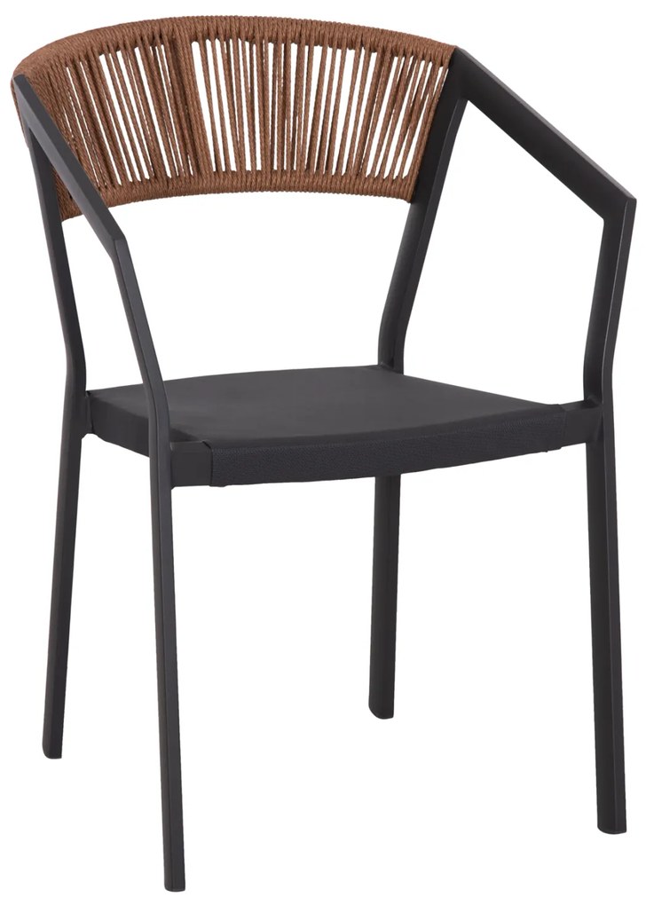 ΠΟΛΥΘΡΟΝΑ ΑΛΟΥΜΙΝΙΟΥ HM5891.01 ΑΝΘΡΑΚΙ ΣΚΕΛΕΤΟΣ&TEXTLINE-ΜΠΕΖ RATTAN 56,5x58x79Υ εκ.