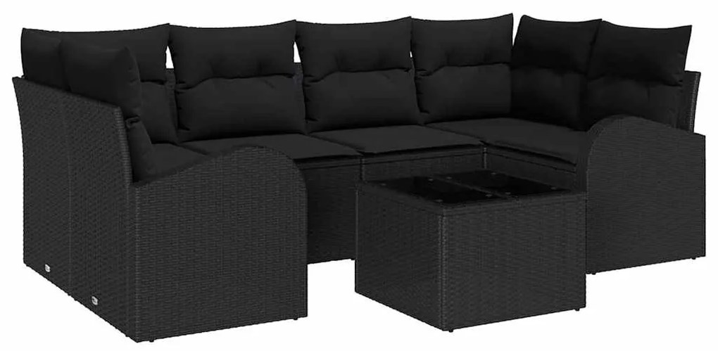 vidaXL Σετ Καναπέ Κήπου 7 pcs Μαύρο 55 x 55 x 37 εκ Πολυ ράταν