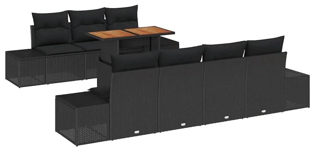 vidaXL Σέτ φαγητού για κήπο 8 pcs Μαύρο, Καφέ 100 x 55 x 73 εκ