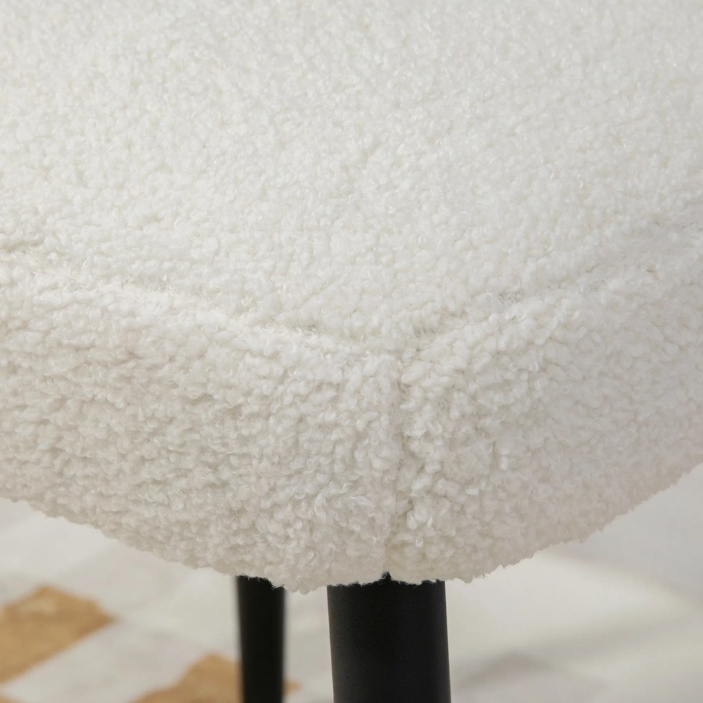 HOMCOM Σκαμπό, σκαμπό καθίσματος, εμφάνιση κασμίρ, υποπόδιο, κρεμ-λευκό