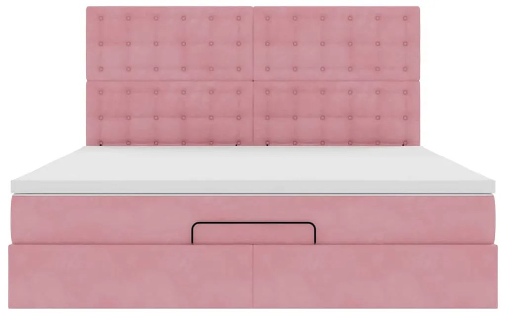 vidaXL Οθωμανικό κρεβάτι με στρώματα ροζ 160x200cm Velvet