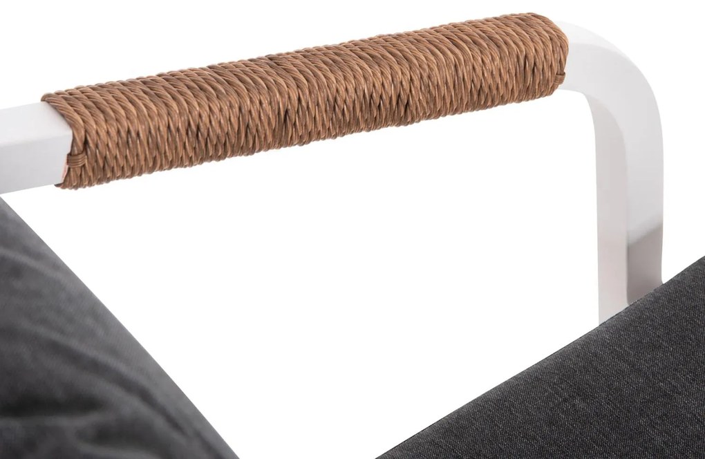 Καρέκλα - Πολυθρόνα MAERLY C6051.01 Αλουμινίου Λευκή με P.E. Rattan Καφέ και Ανθρακί μαξιλάρια 55,5x62,5x76,5-85 εκ. 55.5x62.5x85 εκ.