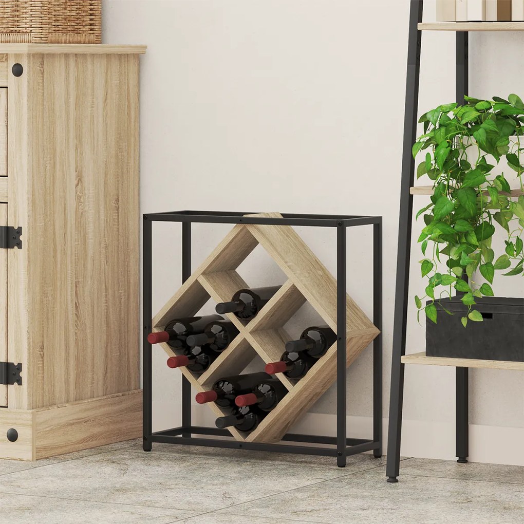 vidaXL Ράφι κρασιών Sonoma Oak 51x18x52,5 εκ. Κατασκευασμένο από ξύλο με επεξεργασία