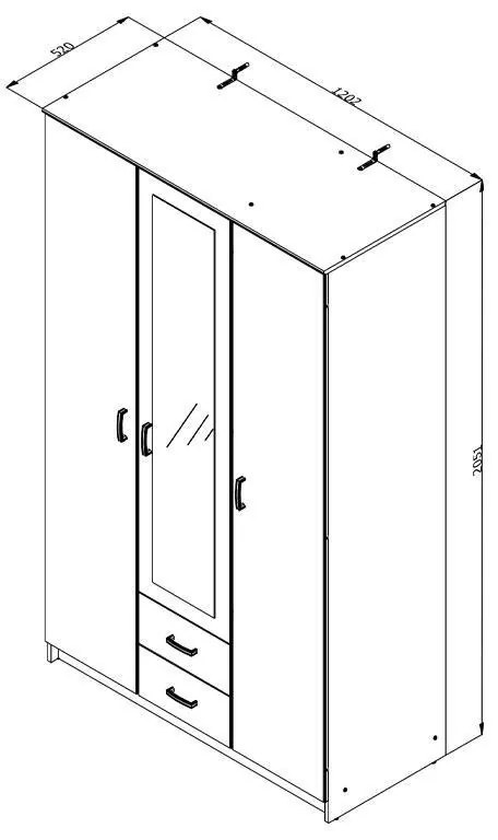 Ντουλάπα Hana 3K2FO Λευκό 120x52x205 εκ. 120x52x205 εκ.