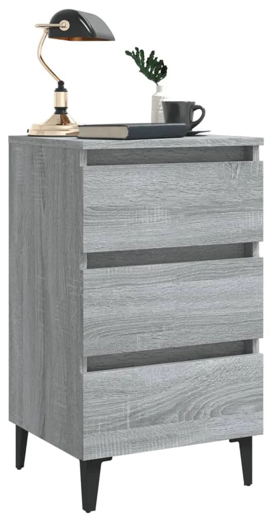 vidaXL Κομοδίνο Γκρι Sonoma 40 x 35 x 69 εκ. με Μεταλλικά Πόδια