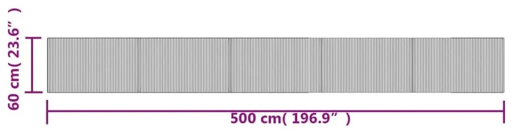 Χαλί Ορθογώνιο Μαύρο 60 x 500 εκ. Μπαμπού - Μαύρο