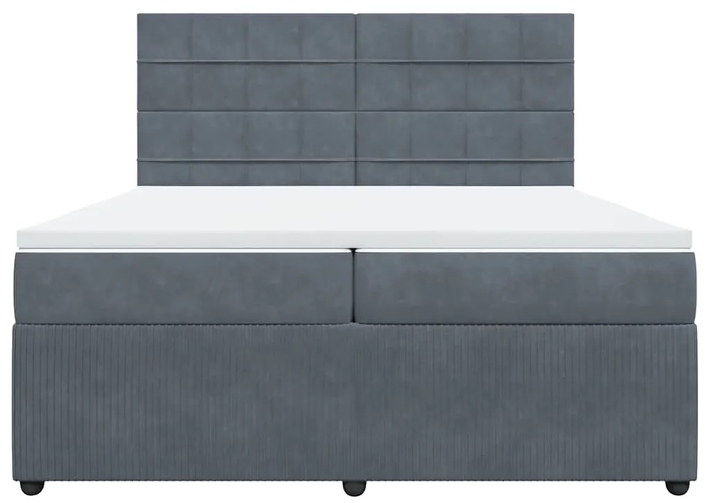 vidaXL Κρεβάτι Boxspring με Στρώμα Σκούρο Γκρι 200x200 εκ. Βελούδινο