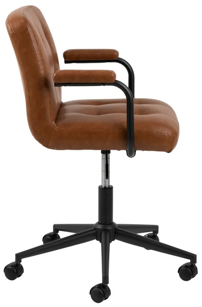 Καρέκλα γραφείου Oakland 772, Καφέ, Μαύρο, 89x56x59cm, 12 kg, Με μπράτσα, Με ρόδες, Μηχανισμός καρέκλας: Economic | Epipla1.gr