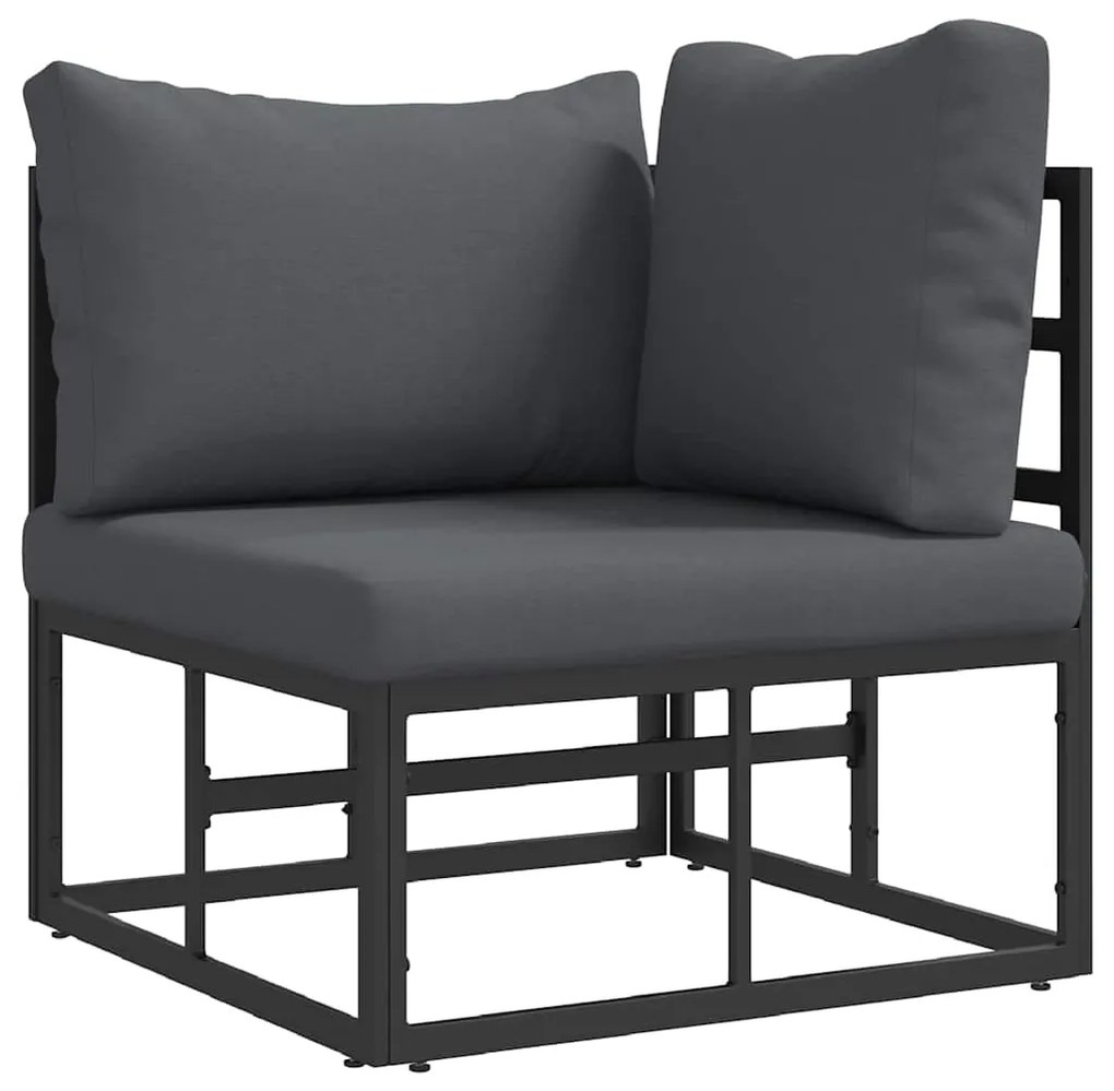 vidaXL Εξωτερικά Έπιπλα με μαξιλάρι Μαύρο 71,5 x 71,5 x 71 εκ Μέταλλο