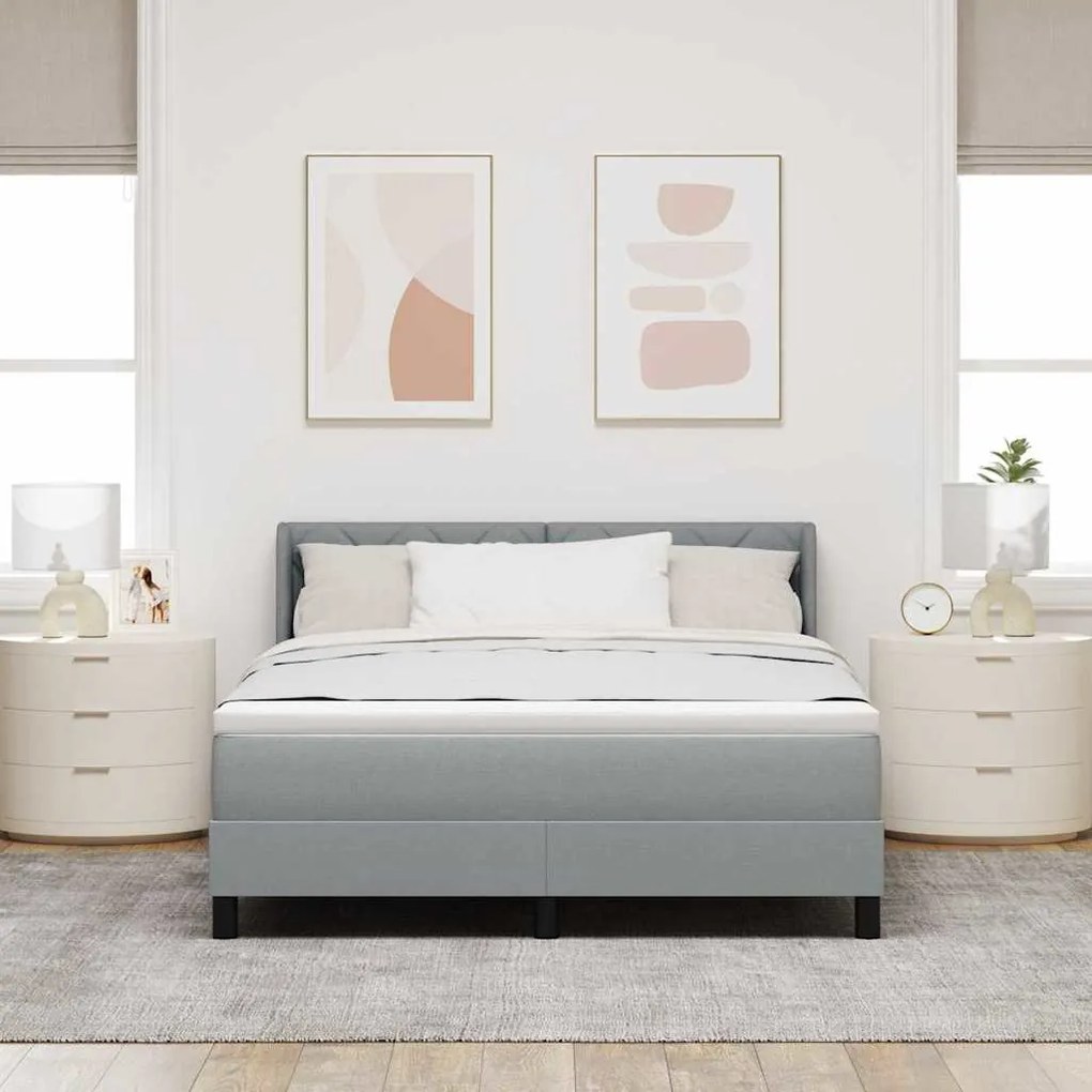vidaXL Κρεβάτι box spring με στρώμα Ανοιχτό γκρι 140 x 200 cm