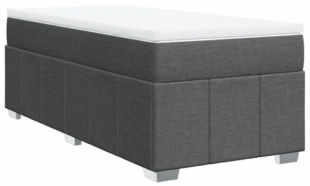 vidaXL Κρεβάτι Boxspring με Στρώμα Σκούρο Γκρι 90x200 εκ. Υφασμάτινο