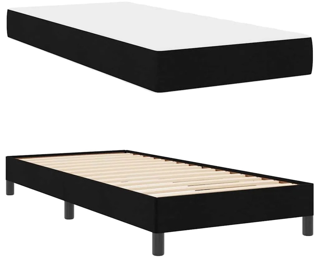 vidaXL Κρεβάτι με ελατήρια Άλλο Μαύρο 90 x 190 cm ύφασμα