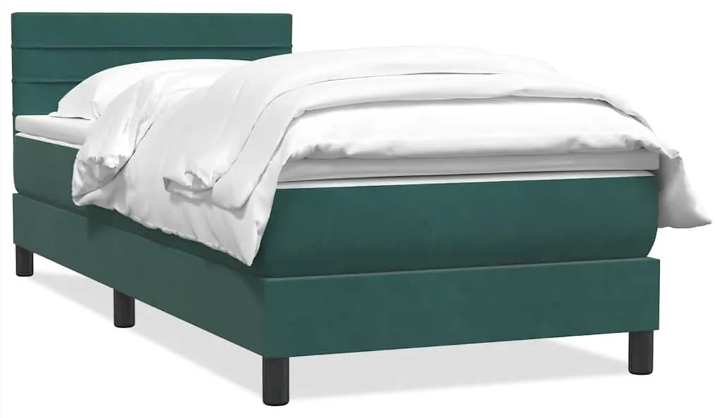 vidaXL Box Spring κρεβάτι με στρώμα σκούρο πράσινο 80x220εκ. Βελούδινο
